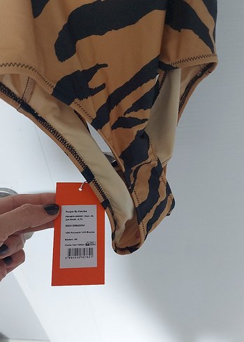 42 Beden Kahverengi Zebra Desenli Kemerli Strappy Mayo