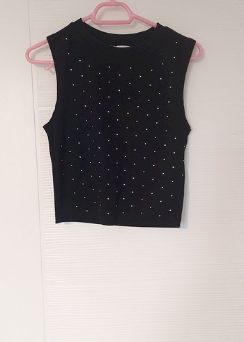 Paulmark Kadın Siyah Kolsuz Crop