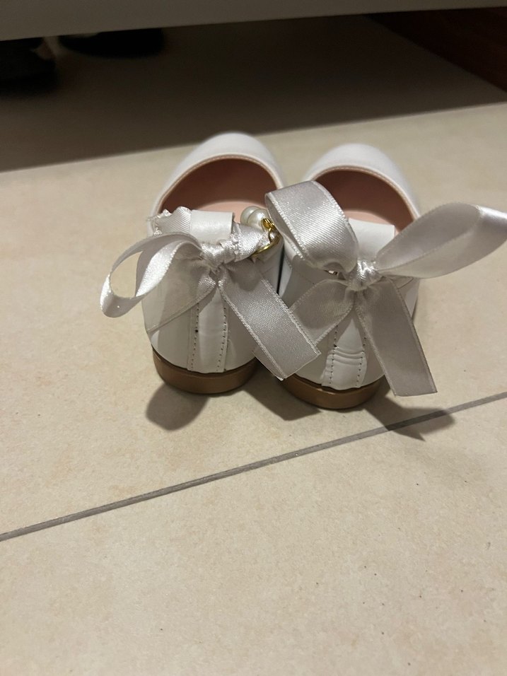 Kız Çocuk Beyaz İnci Detaylı Babet - Görsel 2