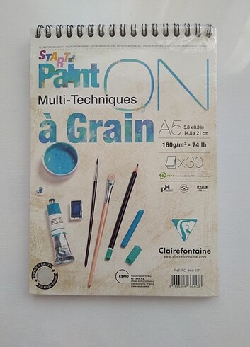 Clairefontaine paint-on Multi teknik çizim defteri A5 160 Gr 30 