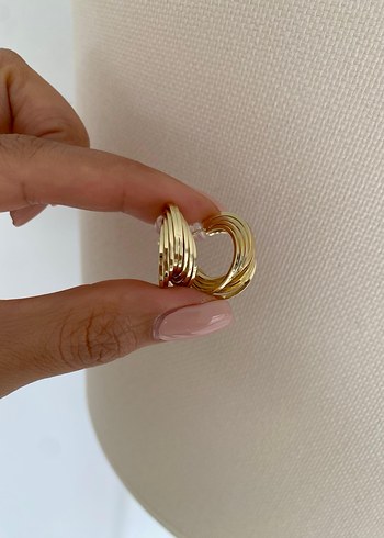 Altın Renk Mini Pileli Küpeler - Görsel 3