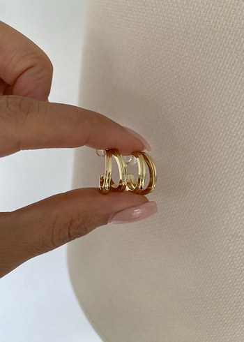 Altın Renk Mini Pileli Küpeler - Görsel 5