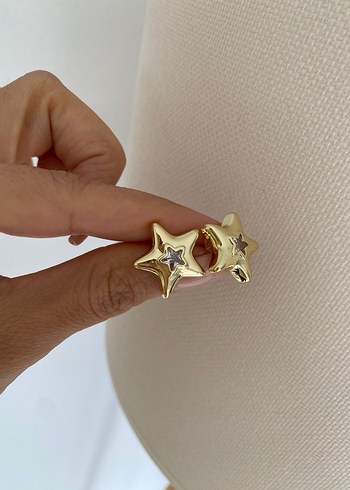 Altın Renk Mini Pileli Küpeler - Görsel 2