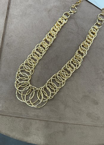 Pilise Detaylı Uzun Altın Renkli Kadın Kolye - Görsel 2