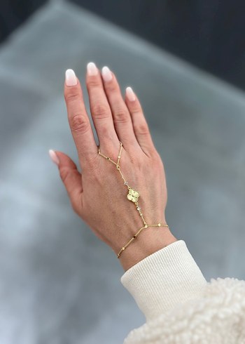 Minimalist Altın Zincir Detaylı Kadın El Zinciri - Görsel 7