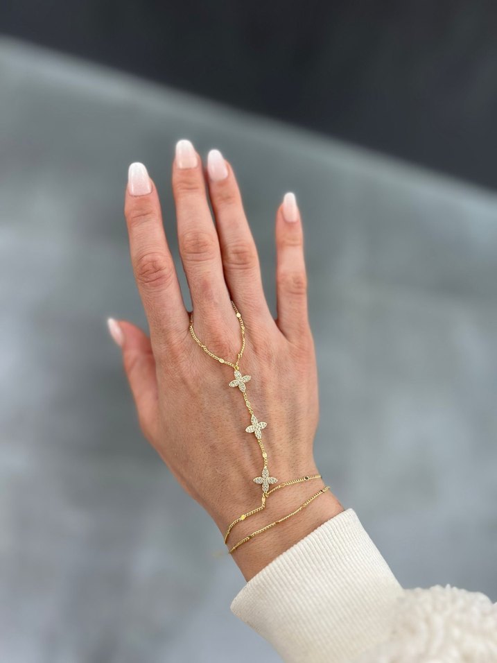 Minimalist Altın Zincir Detaylı Kadın El Zinciri - Görsel 2