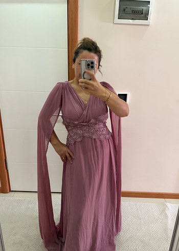 Diğer Gül kurısu Uzun Drapeli Abiye Elbise