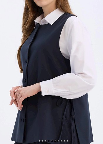 Yanları bağlamalı yelek - Görsel 2