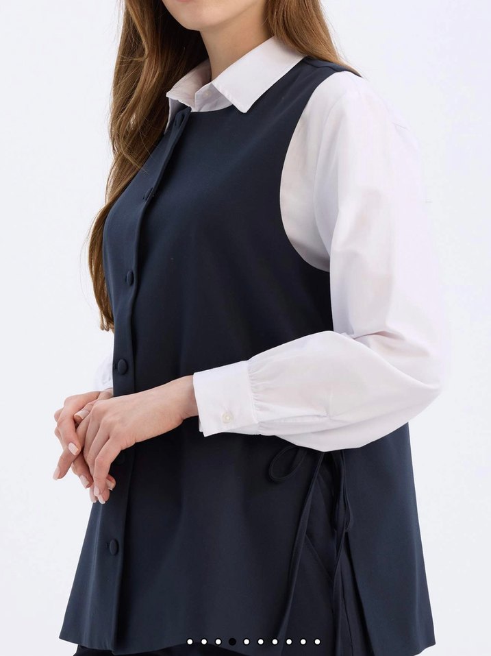 Yanları bağlamalı yelek - Görsel 2