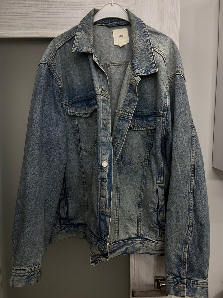 Erkek Gri Denim Ceket, Regular Fit, Uzun Kollu - Görsel 2