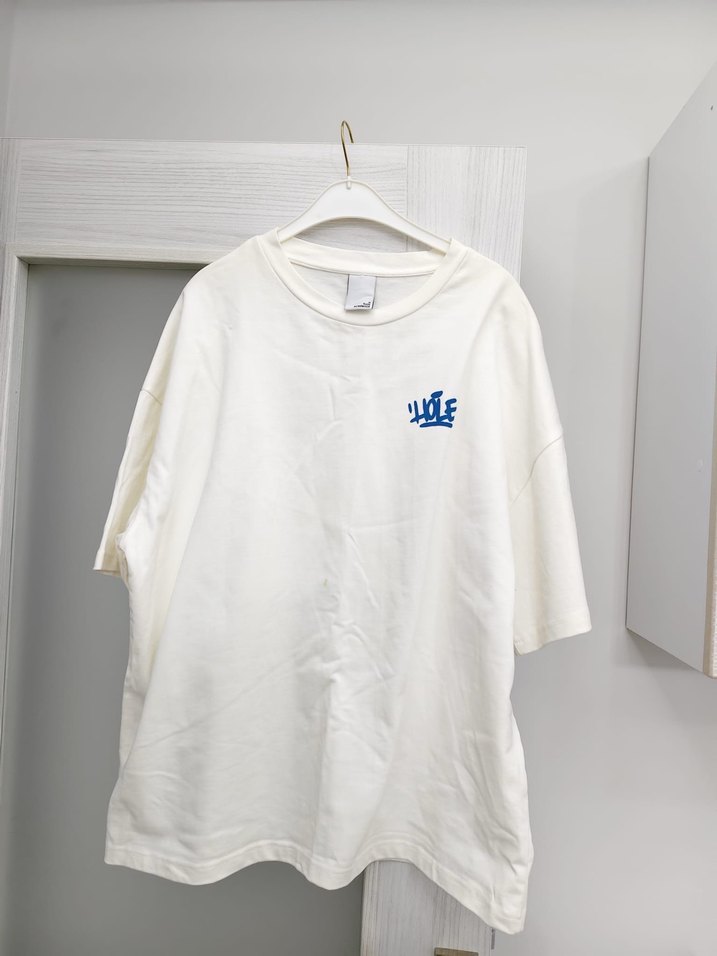 Beyaz Oversize Kadın Tişört - Görsel 2