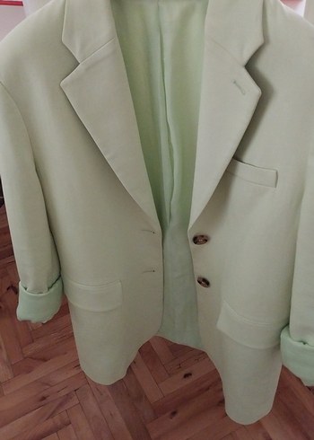 Diğer Fosforlu Yeşil Midi Kadın Blazer Ceket