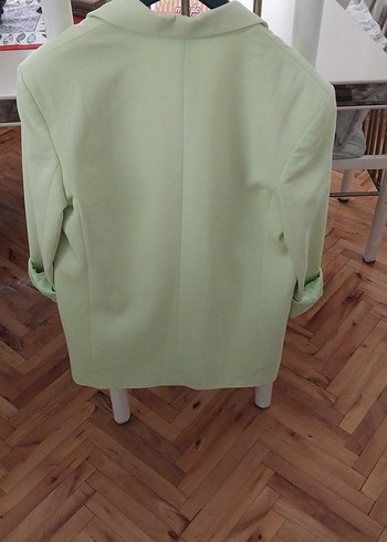 38 Beden Fosforlu Yeşil Midi Kadın Blazer Ceket