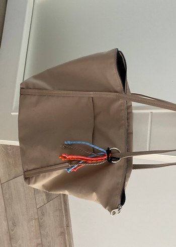 Pull and Bear Bej Kadın Fermuarlı Günlük Çanta