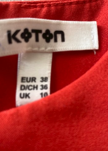 Koton Kırmızı Düğmeli Kısa Kollu Midi Elbise