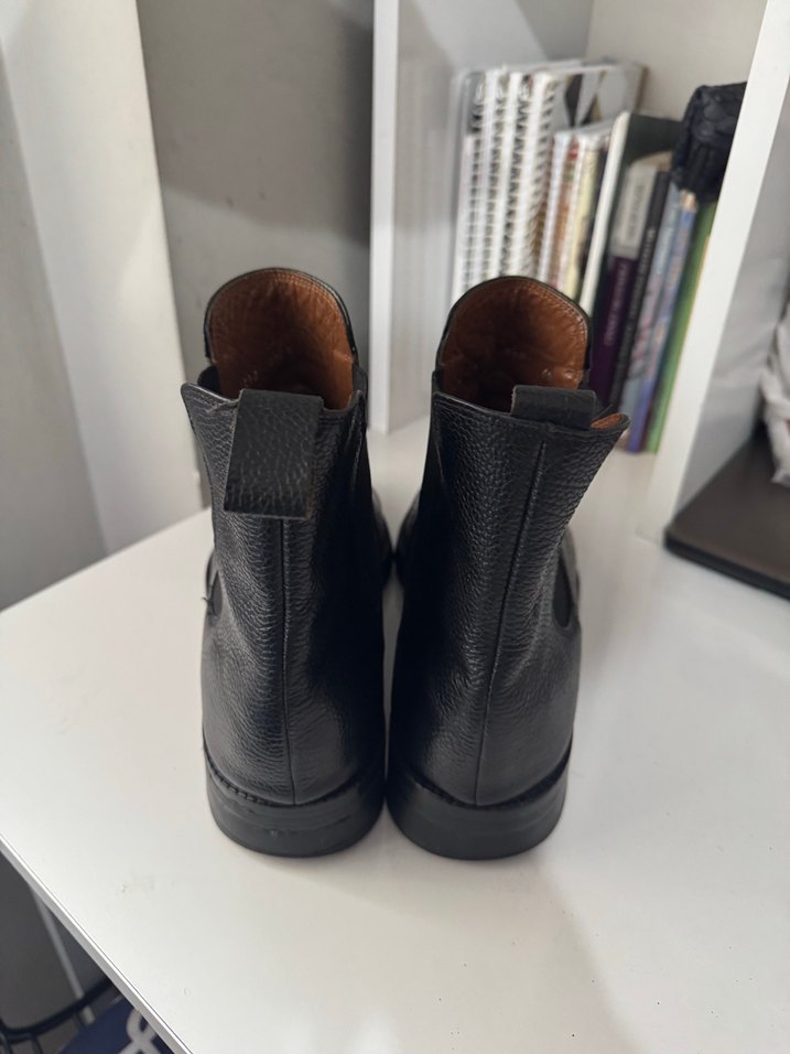 Siyah Deri erkek Botu, Tokalı, Kalın Topuklu - Görsel 4