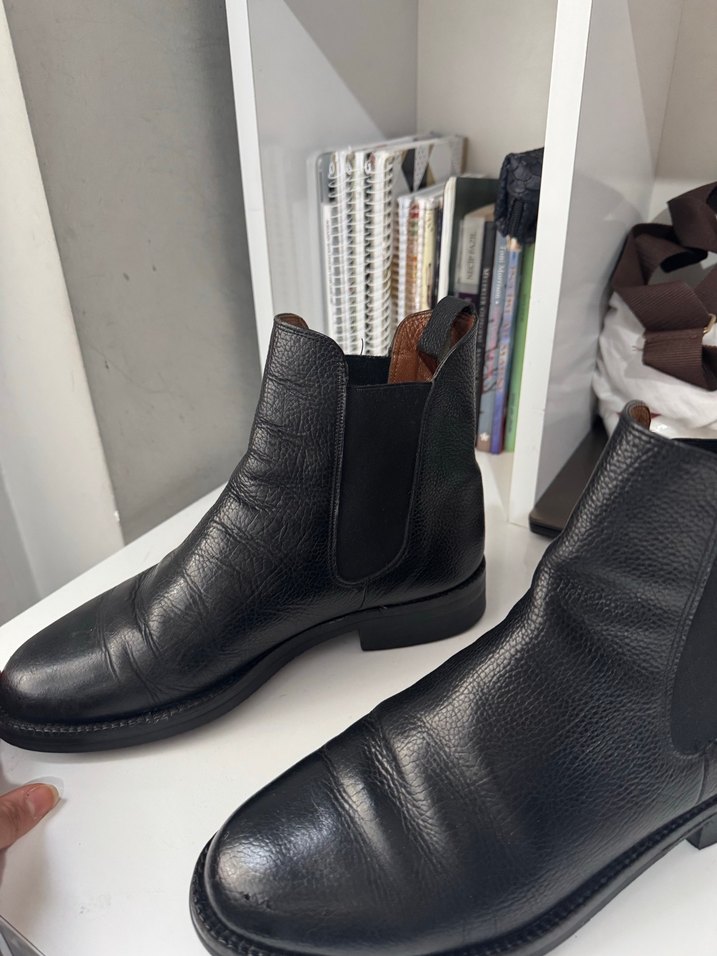 Siyah Deri erkek Botu, Tokalı, Kalın Topuklu - Görsel 2