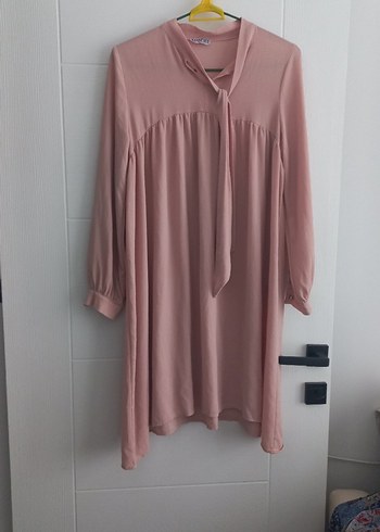 Piliseli Pembe Uzun Kollu Kadın Tunik