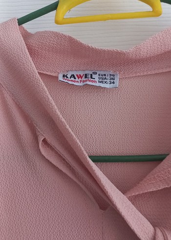 36 Beden pembe Renk Piliseli Pembe Uzun Kollu Kadın Tunik