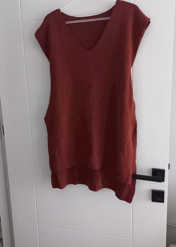 LC Waikiki Bordo V Yaka Kolsuz Keten Süveter