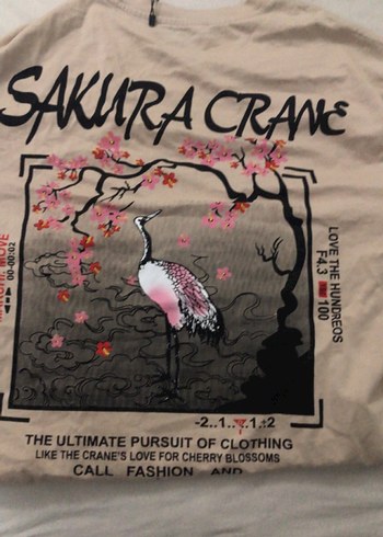 Bershka Baskılı Beyaz Sakura Tişörtü, Kısa Kollu, Rahat