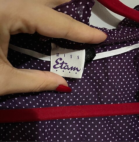 m Beden mor Renk ETAM Puantiyeli Gömlek/Bluz