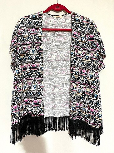 Desenli Püsküllü Kimono