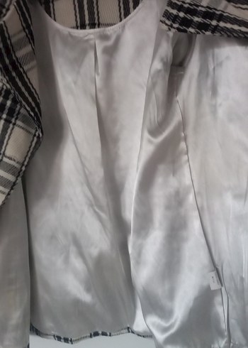 s Beden Düğmeli Kısa Ekose Kadın Ceket