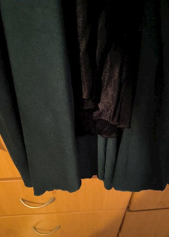 Ördek başı yeşil penye V Yaka Uzun Kollu Midi  Elbise - Görsel 4