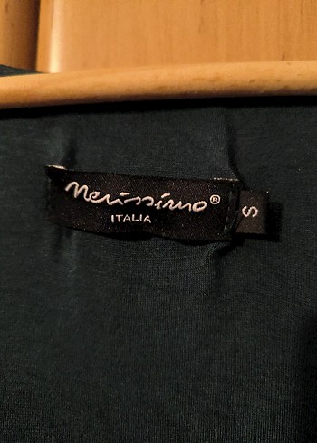 Ördek başı yeşil penye V Yaka Uzun Kollu Midi  Elbise - Görsel 6