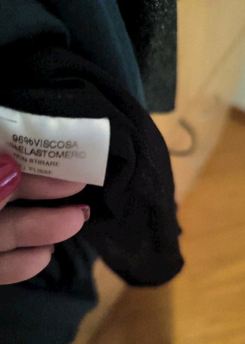 Ördek başı yeşil penye V Yaka Uzun Kollu Midi  Elbise - Görsel 3