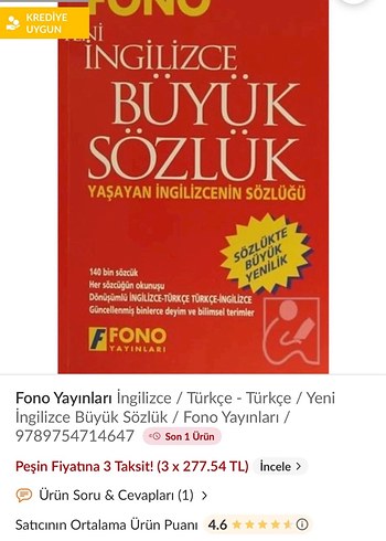 FONO Yeni İngilizce Büyük Sözlük