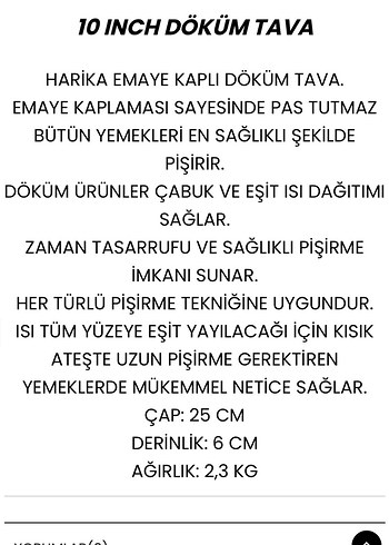 Beden Nurgaz 10 inç Siyah Döküm Tava