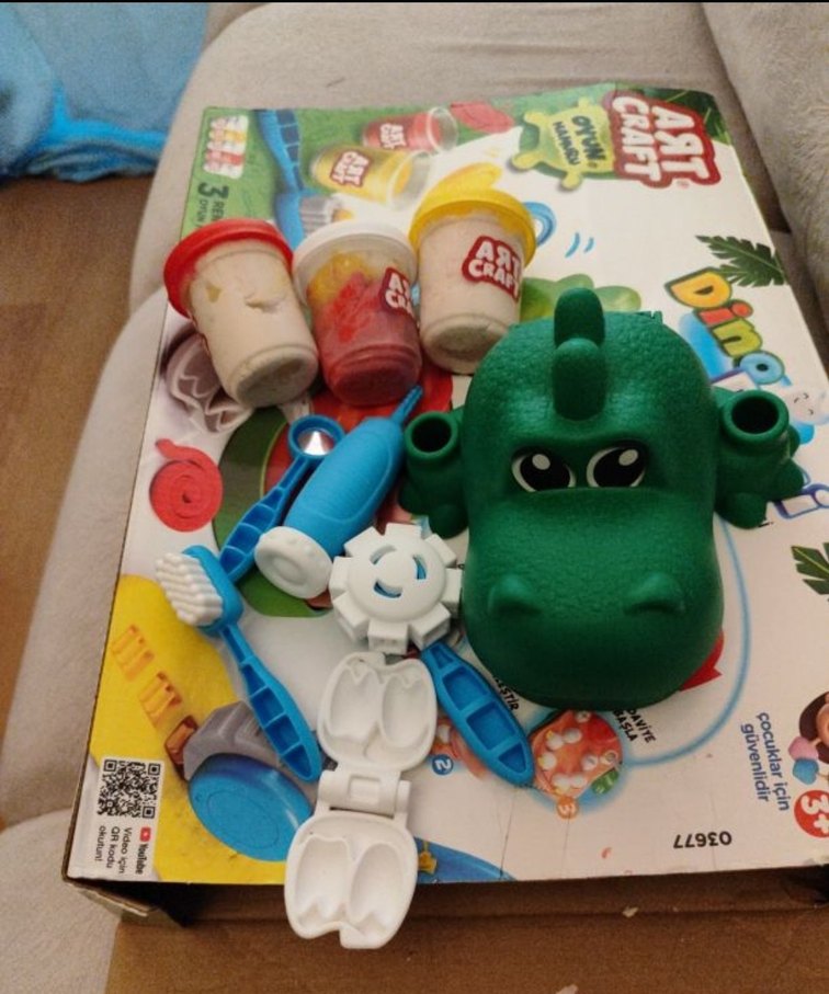 Renkli Dino Dişçi Oyun Hamuru Seti - Görsel 2