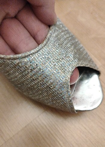 platform gümüş simli abiye ayakkabı - Görsel 5