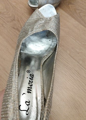 platform gümüş simli abiye ayakkabı - Görsel 4