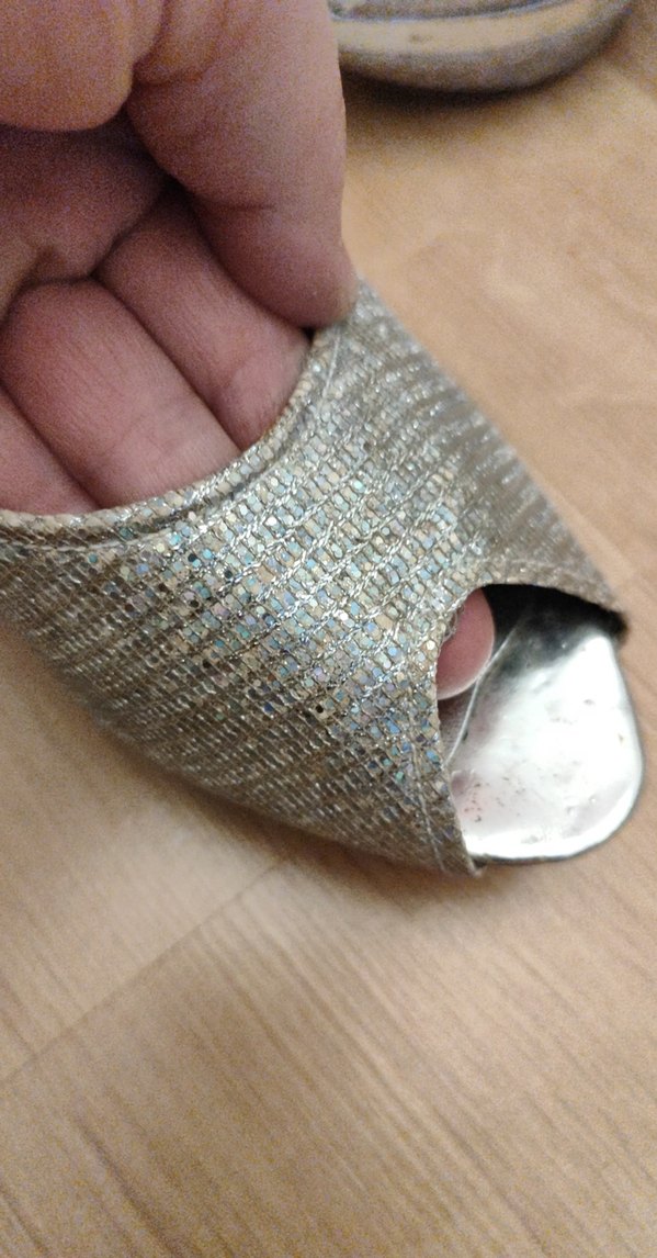 platform gümüş simli abiye ayakkabı - Görsel 5