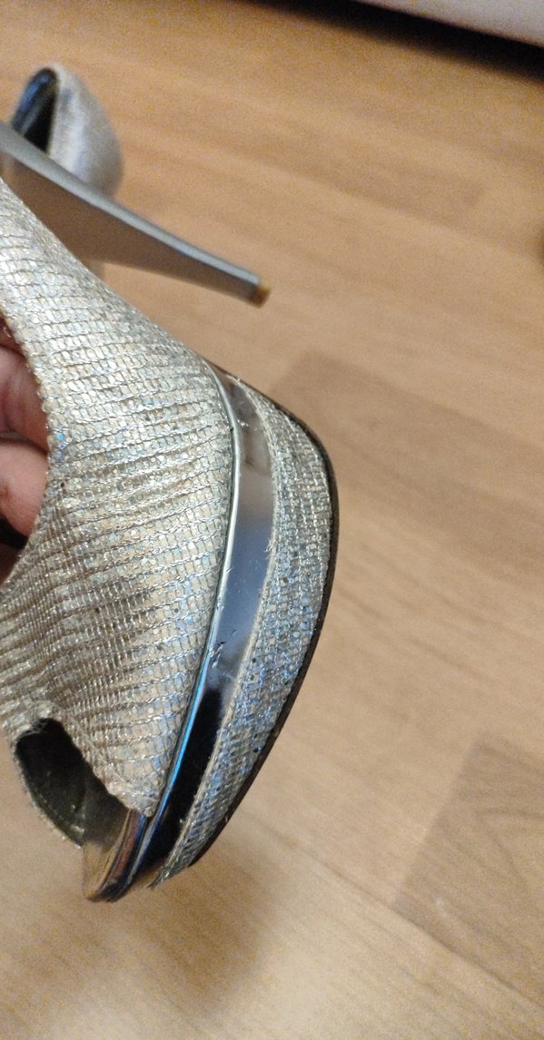 platform gümüş simli abiye ayakkabı - Görsel 2