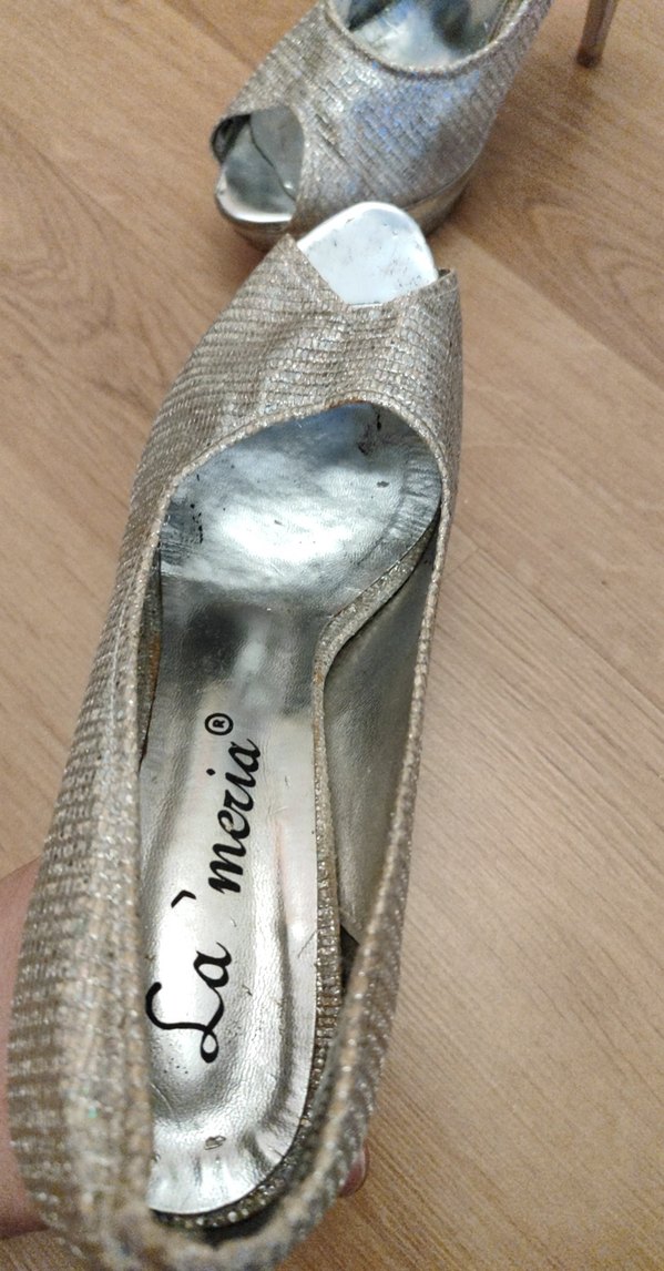 platform gümüş simli abiye ayakkabı - Görsel 4