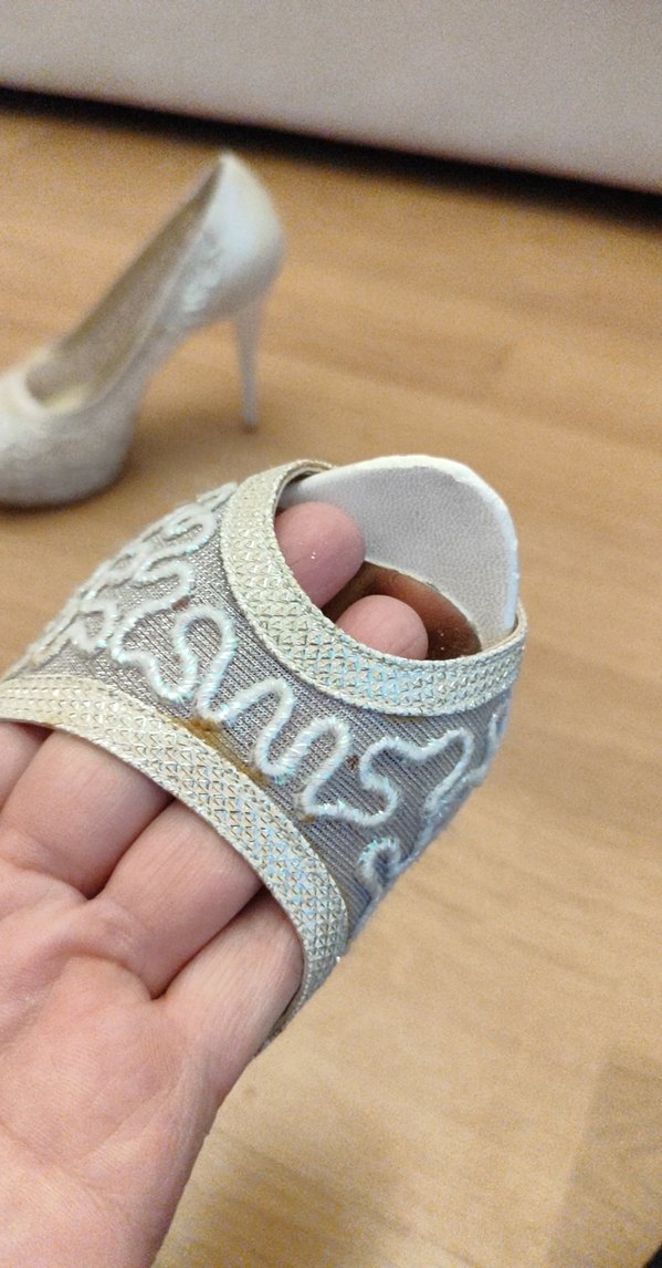 Dantel Detaylı Beyaz Stiletto Gelin Ayakkabısı - Görsel 3