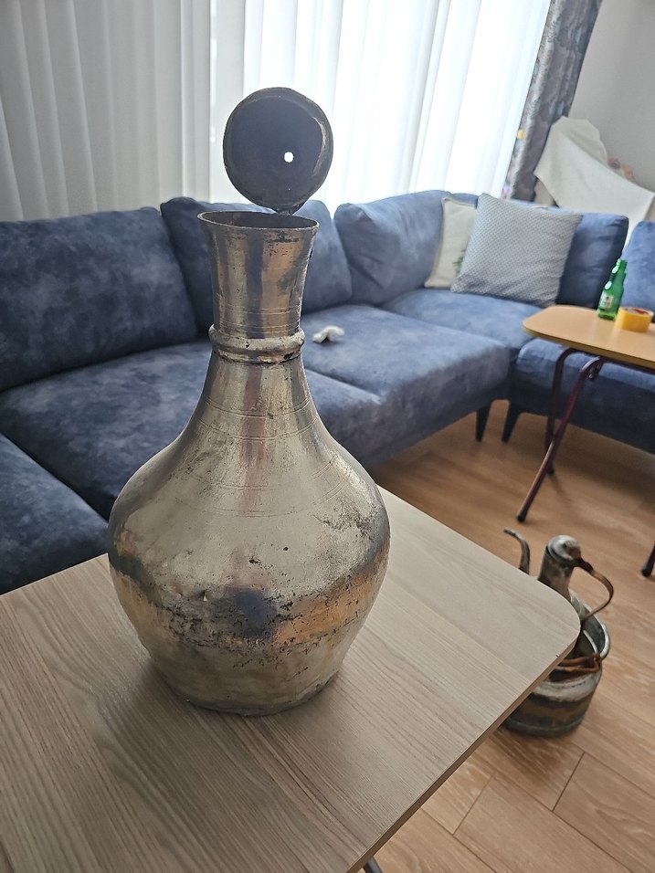 Antika Bakır Kalayli güğüm 70 yıllık büyük antika severlere - Görsel 2