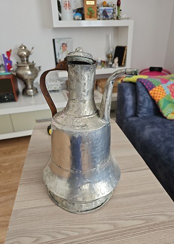 Antika Bakır Kalayli ibrik 70 yıllık büyük boy - Görsel 5