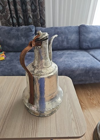  Beden gri Renk Antika Bakır Kalayli ibrik 70 yıllık büyük boy