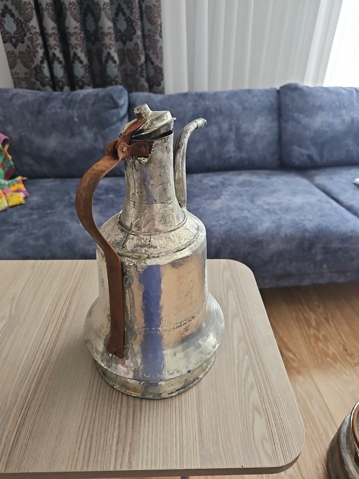 Antika Bakır Kalayli ibrik 70 yıllık büyük boy - Görsel 4