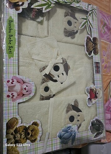 Yeni doğan havlu takım etiketli ürün 5 parça Pembe ve Krem rengi - Görsel 3