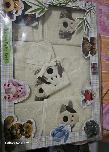 Yeni doğan havlu takım etiketli ürün 5 parça Pembe ve Krem rengi - Görsel 6