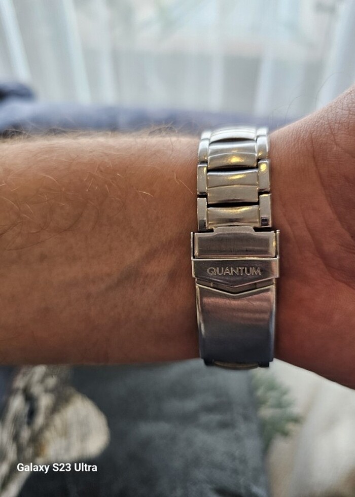 Quantum 45mm 10 ATM paslanmaz çelik saat takvim var Analog su ge - Görsel 2