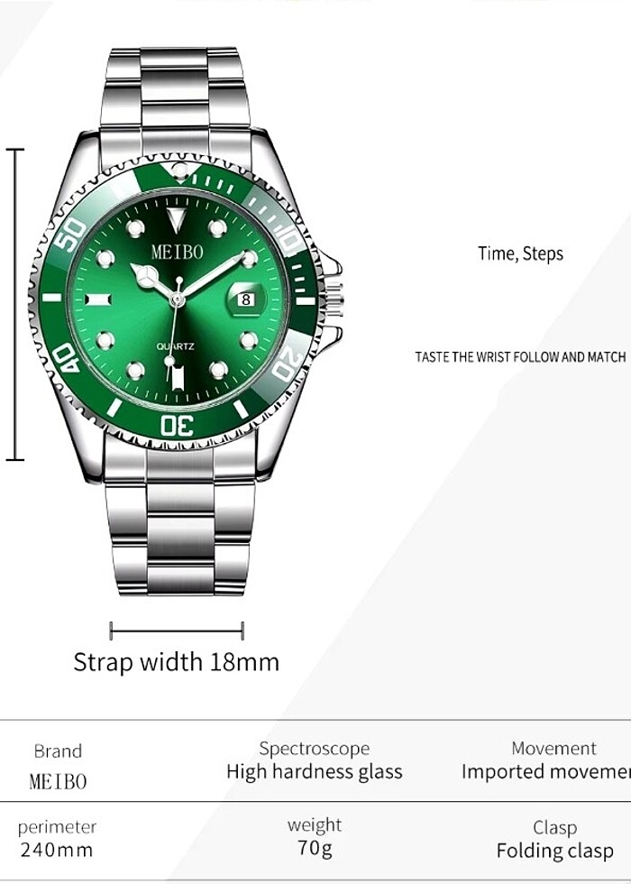 Meibo 40mm hafif bir saat hediye geldi hiç kullanılmadı bildiğim - Görsel 3