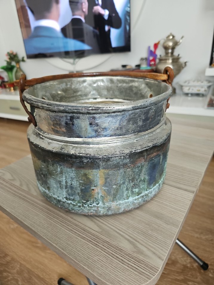 Antika Bakır Kalayli kazan 70 yıllık büyük - Görsel 3