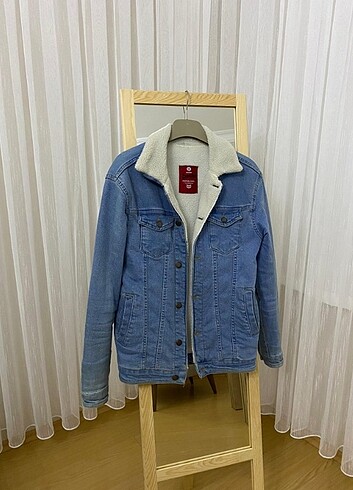 Erkek Yünlü Denim Kot Ceket